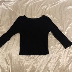 Black 3/4 sleeve crop top Forever 21